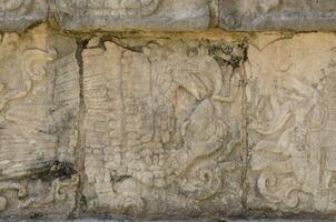 detalhe do a onças e águias plataforma às chichen itza, maravilha do a mundo foto