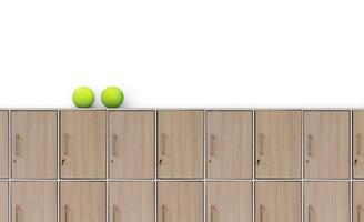 tênis bola em armário isolado em uma branco fundo foto