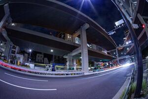 uma noite néon rua dentro Roppongi peixe olho tiro foto