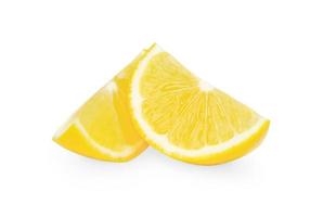 vista superior de uma fatia texturizada de limão isolada no fundo branco foto