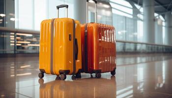 ai gerado a conceito do turismo e viagem. malas às a aeroporto. foto