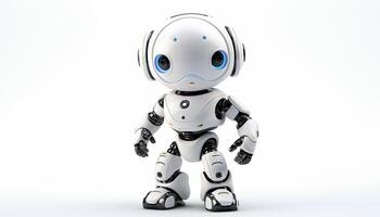 ai gerado futurista robô em uma branco fundo foto