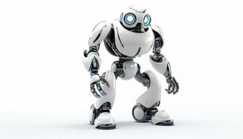 ai gerado futurista robô em uma branco fundo foto