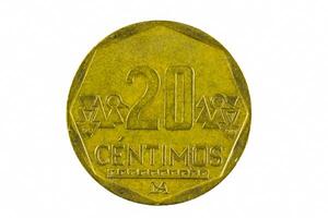 vinte centimos moeda fechar-se a partir de Peru moeda foto