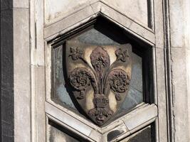 Florença giotto torre detalhe perto catedral santa maria dei Fiori, Brunelleschi cúpula Itália foto