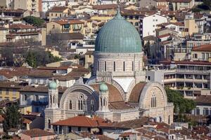 sinagoga Florença aéreo Visão paisagem urbana a partir de giotto torre detalhe perto catedral santa maria dei Fiori, Brunelleschi cúpula Itália foto