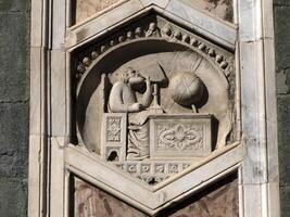 Florença giotto torre detalhe perto catedral santa maria dei Fiori, Brunelleschi cúpula Itália foto