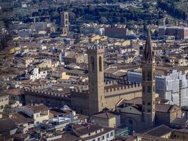 bargello Palácio Florença aéreo Visão paisagem urbana a partir de giotto torre detalhe perto catedral santa maria dei Fiori, Brunelleschi cúpula Itália foto