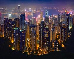 hong kong arranha-céus Horizonte paisagem urbana Visão foto