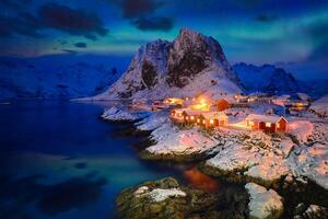 hamnoy pescaria Vila em lofoten ilhas, Noruega foto