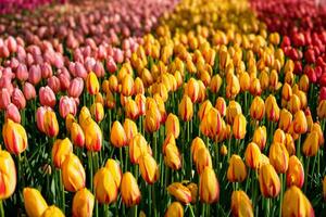 florescendo tulipas canteiro de flores dentro Keukenhof flor jardim, Holanda foto