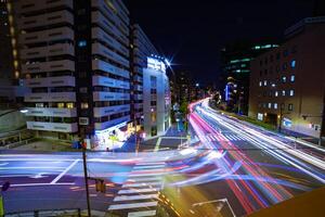 uma noite espaço de tempo do tráfego geléia às Yamate Avenida dentro Tóquio Largo tiro foto