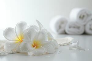 ai gerado relaxante spa Flor isolado em branco fundo foto