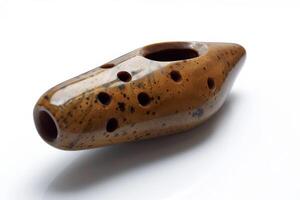 ai gerado tradicional ocarina instrumento isolado em branco fundo foto