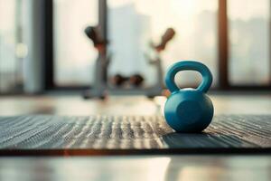 ai gerado uma kettlebell para Treinamento dentro ginástica quarto . generativo ai foto