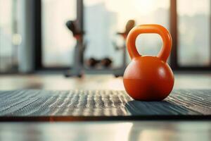 ai gerado uma kettlebell para Treinamento dentro ginástica quarto . generativo ai foto