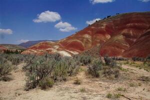 estriado vermelho e Castanho paleossolos dentro a pintado colinas foto