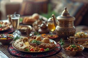 ai gerado tradicional iftar refeição configuração foto