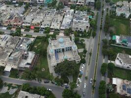 aéreo Visão do defesa a Principal quadrado, uma pequeno Cidade dentro Lahore Paquistão. foto