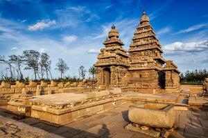 costa têmpora - mundo herança local dentro Mahabalipuram, tamil nad foto