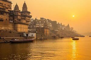 ai gerado antigo Varanasi cidade. gerar ai foto
