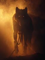 ai gerado fenrir monstruoso Lobo foto