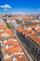 Lisboa, Portugal cidade Horizonte sobre santa justa rua. foto