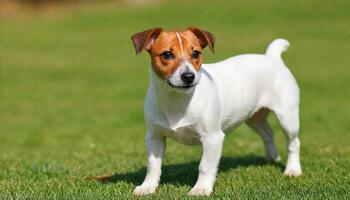 bravo jack russell terrier dentro natureza, cachorro fotografia foto