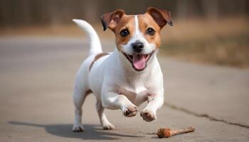 bravo jack russell terrier dentro natureza, cachorro fotografia foto