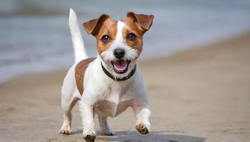 bravo jack russell terrier dentro natureza, cachorro fotografia foto