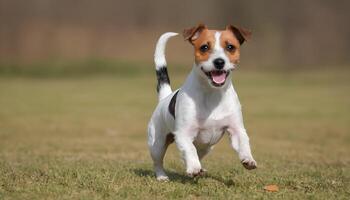 bravo jack russell terrier dentro natureza, cachorro fotografia foto