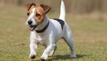 bravo jack russell terrier dentro natureza, cachorro fotografia foto