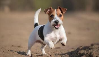 bravo jack russell terrier dentro natureza, cachorro fotografia foto