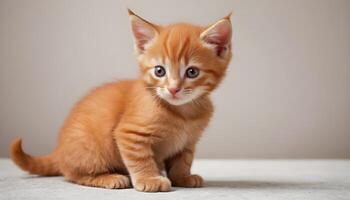 ai gerado fofa pequeno vermelho gatinho fotografia, gato fotografia foto