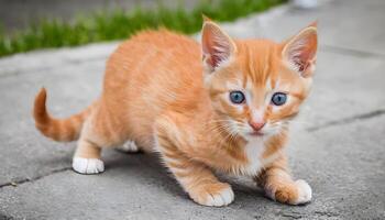 ai gerado fofa pequeno vermelho gatinho fotografia, gato fotografia foto