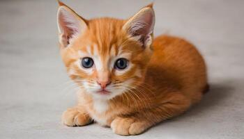 ai gerado fofa pequeno vermelho gatinho fotografia, gato fotografia foto