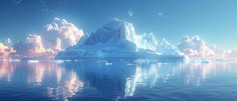 ai gerado icebergs flutuando dentro uma glacial lagoa foto
