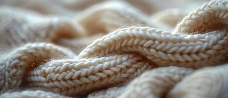 ai gerado tricotado lã textura dentro fechar-se foto