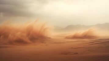 ai gerado majestoso deserto tempestade de areia Centro etapa foto
