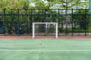 futebol objetivo com internet dentro borracha campo foto