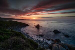 ai gerado marinho panorama cativa com tirar o fôlego pôr do sol vista foto