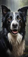 ai gerado fechar-se retrato do uma fronteira collie cachorro. generativo ai foto