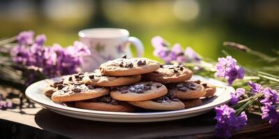 ai gerado chocolate salgadinhos biscoitos com seletivo foco. generativo ai foto