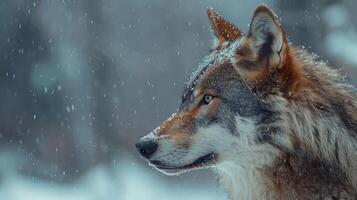 ai gerado uma Lobo em uma pastel azul fundo foto