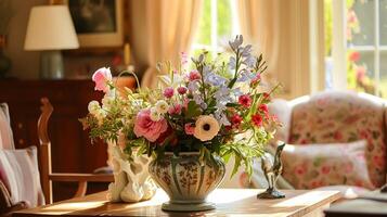 Primavera flores dentro vintage vaso, lindo floral arranjo, casa decoração, Casamento e florista Projeto foto