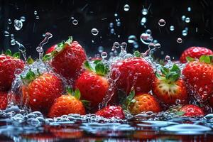 uma fresco frutas ou legumes com água gotas criando uma respingo publicidade Comida fotografia foto