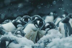 pinguins partilha a calor foto