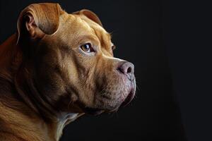 retrato do uma Cova touro cachorro. foto