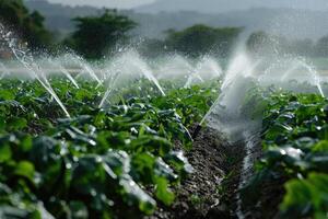 precisão irrigação sistemas e agrícola práticas contribuindo para a eficiente usar do água dentro agricultura. foto