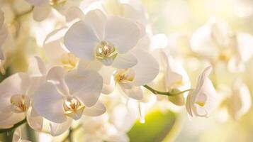 encantador mundo do flora, uma delicado colori orquídea dentro cheio flor foto